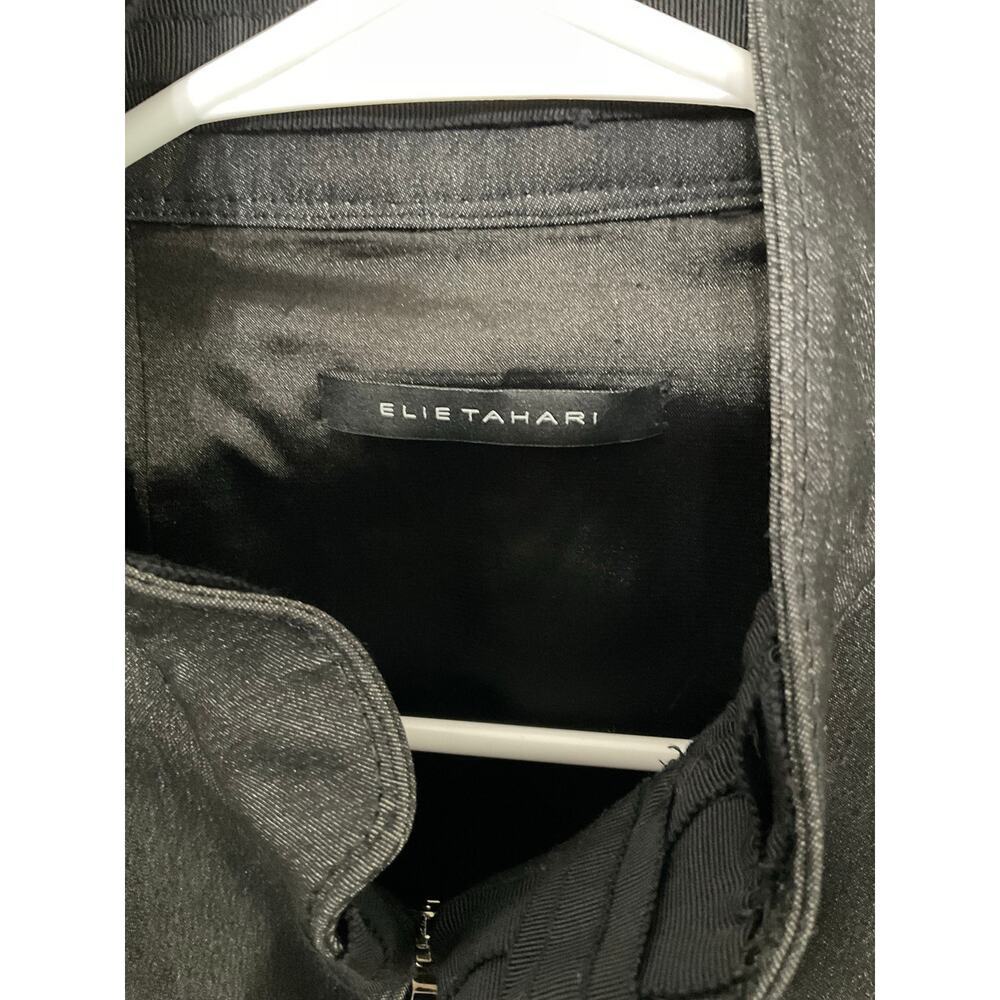 Elie Tahari Women's Jacket Charcoal Gray Full Zip Woven Ribbon Lined Sz 8 Medium - Picture 6 of 10